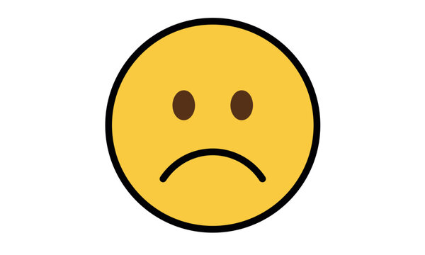 Yellow emoji face with a sad and unhappy frowning expression