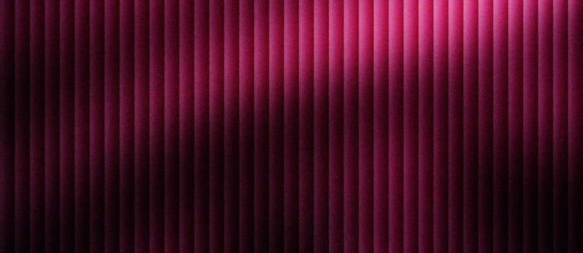Magenta corrugated metal texture with vertical lines. Pink industrial steel wall background with dramatic lighting. Metallic ribbed surface pattern for modern architectural design backdrops.