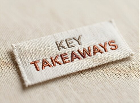 Close View Of Embroidered Label On To Fabric Material With Textured Surface Resembling Linen Cotton Canvas Main Subject Text Key Takeaways Stands