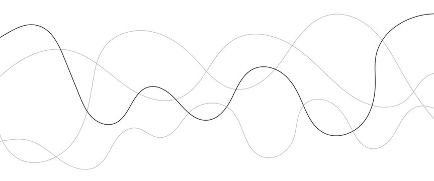 Technology abstract lines on white background. Undulate Grey Wave Swirl, frequency sound wave, twisted curve lines with blend effect