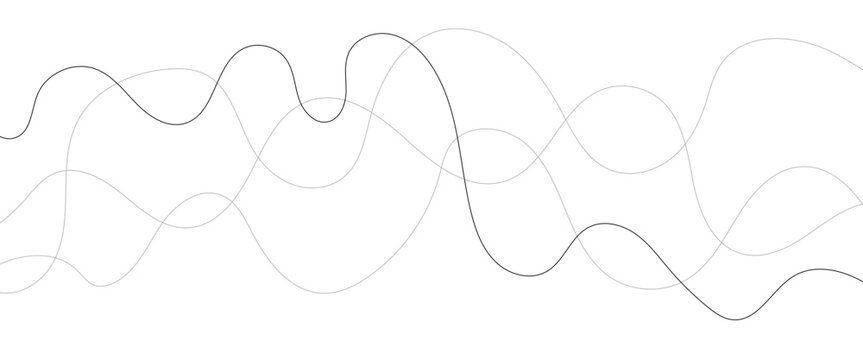 Technology abstract lines on white background. Undulate Grey Wave Swirl, frequency sound wave, twisted curve lines with blend effect