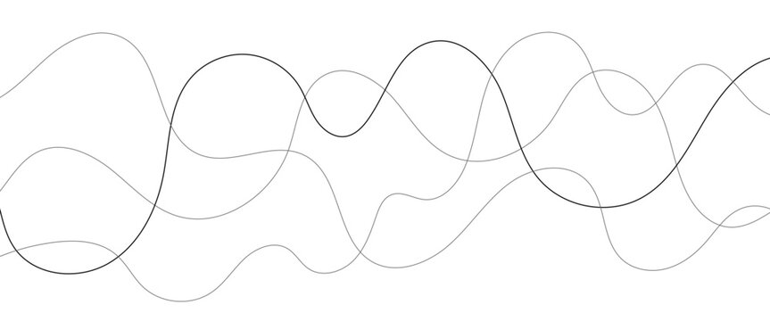 Technology abstract lines on white background. Undulate Grey Wave Swirl, frequency sound wave, twisted curve lines with blend effect