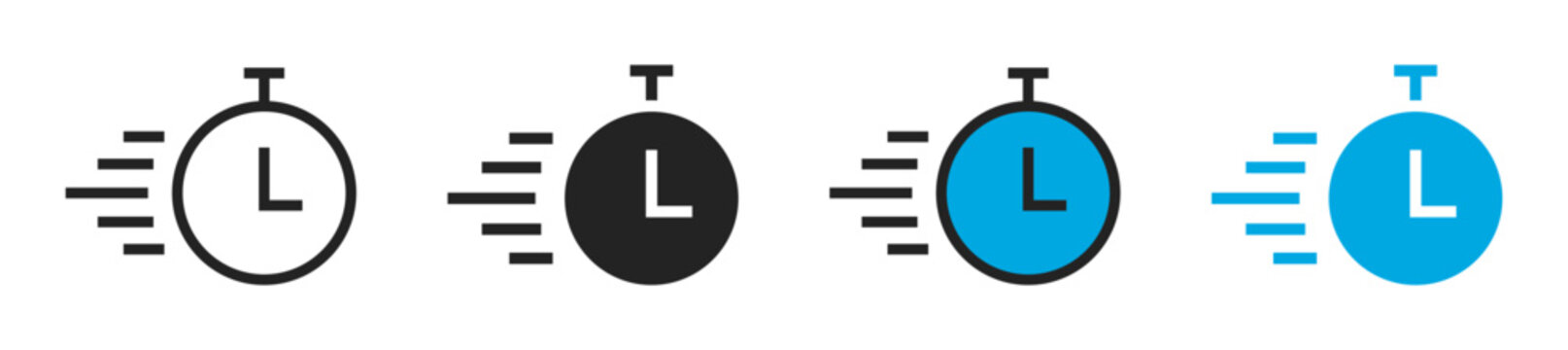 fast delivery timer icons. fast fast delivery stopwatch timer icon set for shipping express dispatch speed processing layout