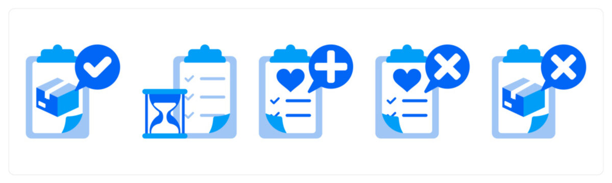 A set of 5 monochrome icons as dislike product, like product, return package
