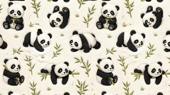 Cute panda  pattern background illustration
