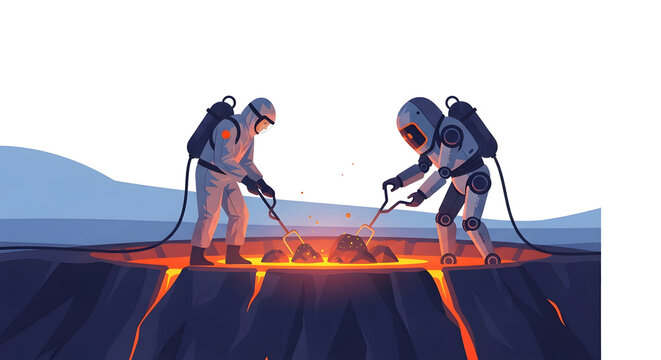 Artificial intelligence robot and human mining in extreme environment