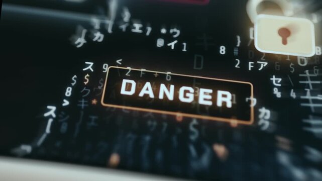 Digital Security Risk Concept with DANGER Text and Open Lock