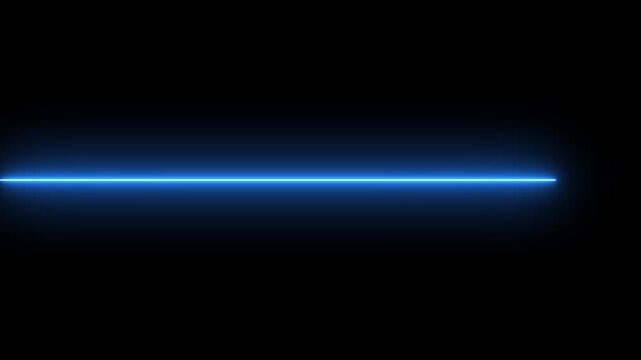 Straight neon laze line color blue black background
