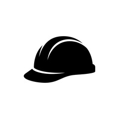 Fototapeta premium Black Hard Hat Silhouette Icon as a Safety Helmet Symbol for Construction Industry Site Workers and Workplace Protection