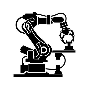 A Comprehensive Set of Industrial Robot and Automation Icons Representing Advanced Manufacturing, Smart Technology, and Factory Robotics Systems