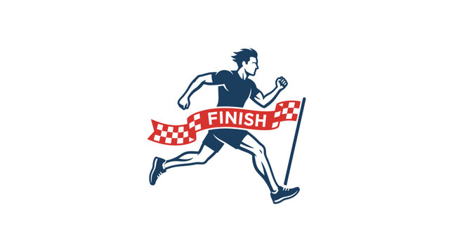 Runner Crossing Finish Line, Achieving Goal, Victory, Sports Competition, Winning Race