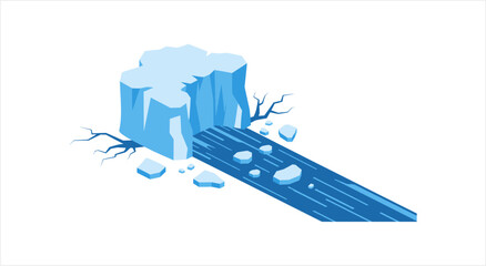Melting Iceberg Flowing Water and Rocks. © Re