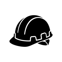 Fototapeta premium Solid Black Hard Hat Icon for Safety and Construction Site Industry, Showing a Protective Helmet Graphic Symbol for Professional Projects