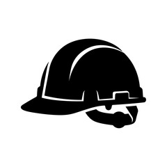 Fototapeta premium Hard hat safety helmet for construction gear and protective headwear as a solid black glyph icon for industrial workspace safety