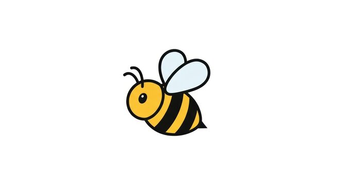 Cartoon bee flying in air.