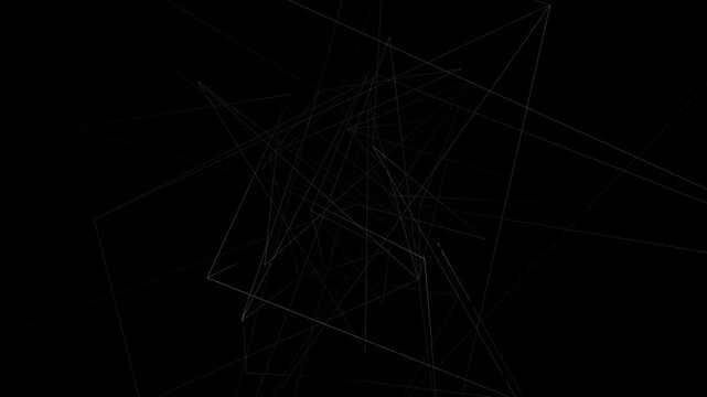 Abstract Line Network, Digital Wireframe Animation, Geometric Line Pattern, Dark Tech Background, Connecting Lines Motion, Futuristic Grid Overlay