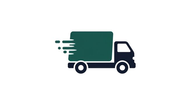 Fast delivery truck in motion.
