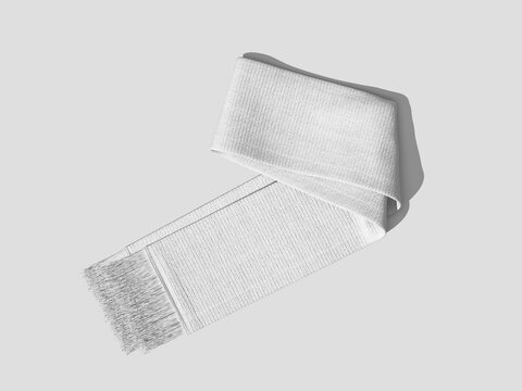 White Blank Knitted Scarf Mockup from Top View 3D Render