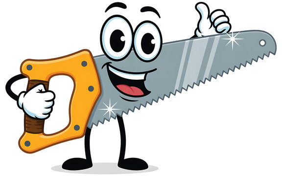 Cartoon hand saw character giving thumbs up vector illustration