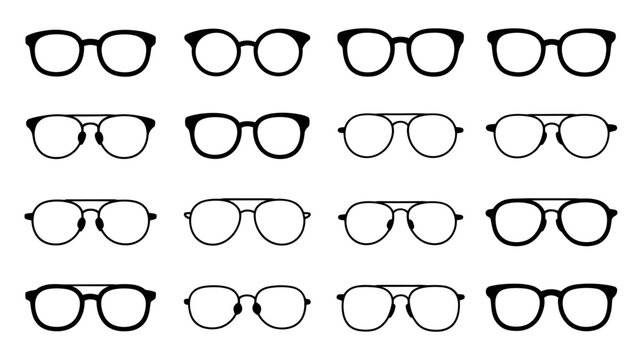 Set of different eyeglasses frames