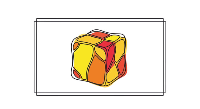 Abstract Rubik's Cube with Organic, Flowing Shapes and Warm Colors
