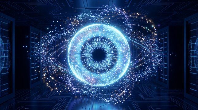 Cybernetic Eye in Futuristic Setting