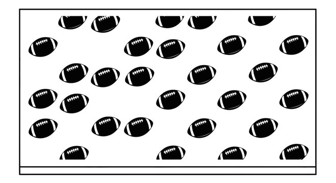 Seamless Pattern of American Footballs on White Background, Sports Game Concept
