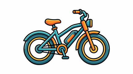 Fototapeta premium A simple illustration of a bicycle with a teal frame and orange accents