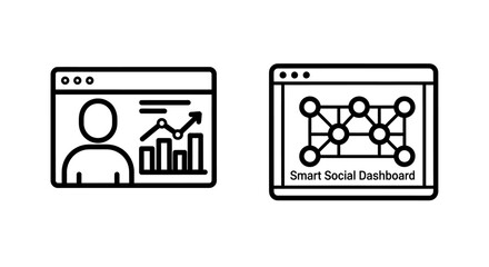 Fototapeta premium Social media dashboard and data analytics monitoring icons with dashboard