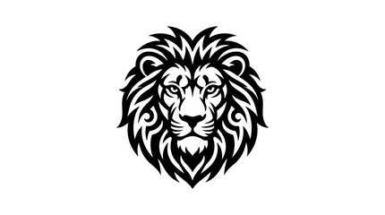 Obraz premium Stylized Lion Head Emblem, Black and White, Minimalist Graphic Design