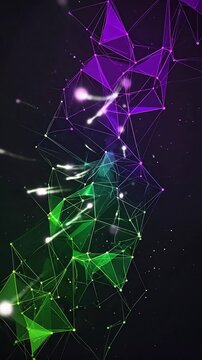 Abstract geometric constellations glow with emerald energy