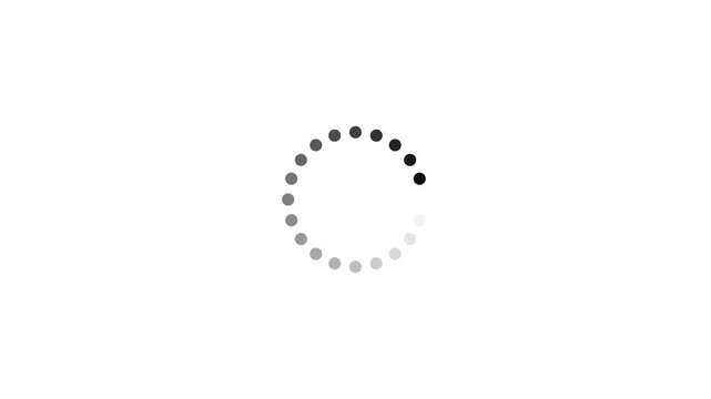 A loading spinner or progress indicator composed of small gray dots arranged in a circle on a white background