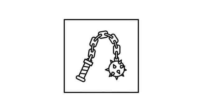 Medieval Flail Weapon Icon Outline - Spiked Ball and Chain