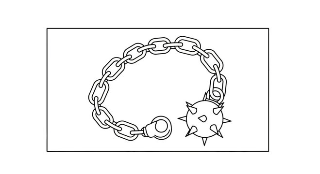 Medieval Flail Weapon Illustration: Spiked Ball and Chain