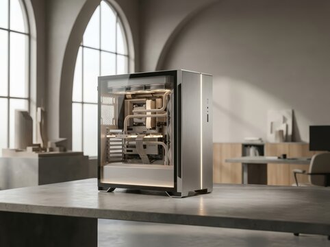 Flagship desktop computer representing the pinnacle of enthusiast engineering, premium craftsmanship, and timeless commercial technology