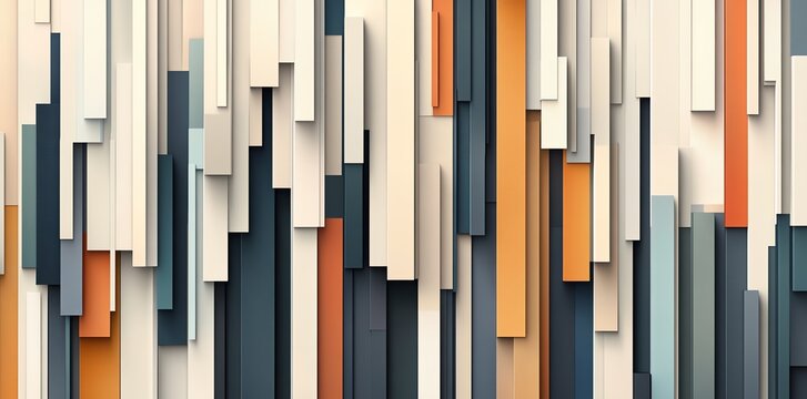 Abstract Vertical Geometric Pattern with Multicolored 3d Rectangles in Modern Artistic Style