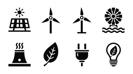 Fototapeta premium Energy icons vector collection sustainable power sources