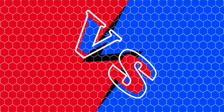 Versus logo red vs blue letters for sports design, fight icon. Vector illustration