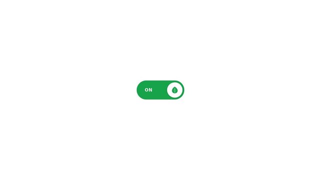 Green toggle switch button set to the on position on a white background.