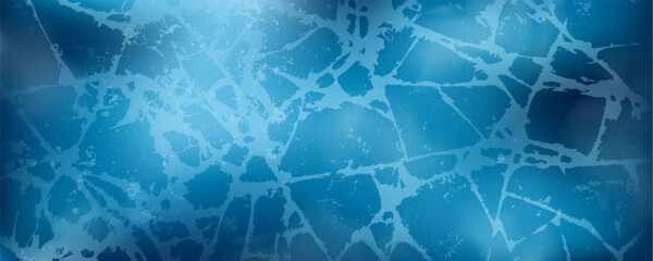 Fototapeta premium Cracked ice surface background. Realistic winter backdrop. Vector blue frozen water texture