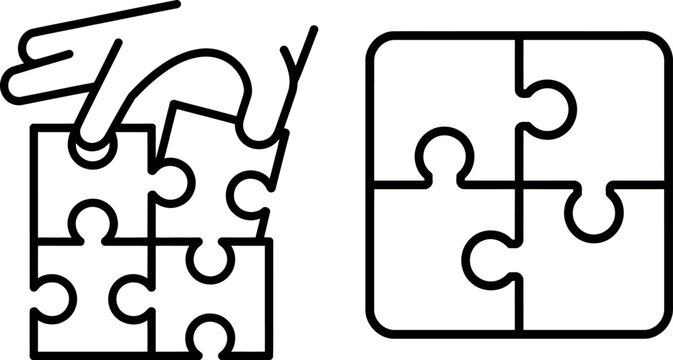 Jigsaw puzzle pieces illustration with incomplete and complete sections