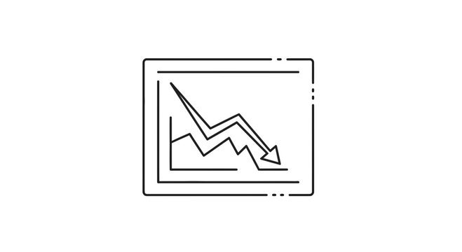 Declining Graph Icon with Downward Arrow, Financial Crisis Concept
