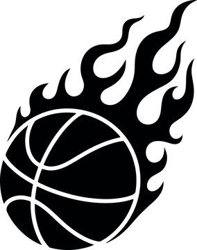 Black basketball with fiery flame effect vector icon