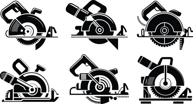Circular power saws and miter saw vector icon