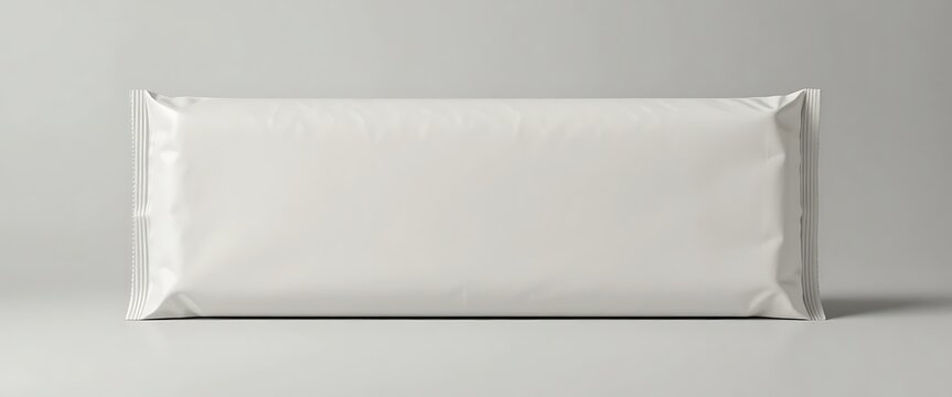 Blank White Chocolate Bar Wrapper Mockup on a Neutral Background.