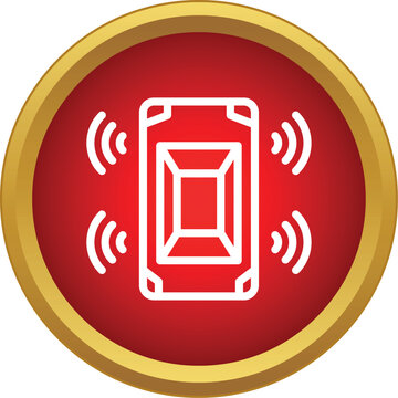 Car alarm security system icon transmitting signals, preventing auto theft