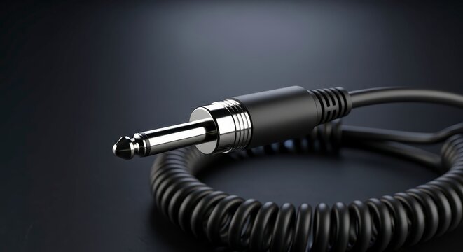 Close-up of a coiled audio cable.