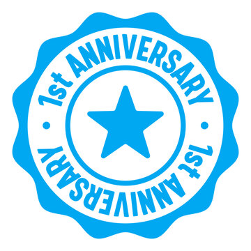 1st anniversary seal badge. 1st anniversary label sticker. Vector sign