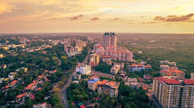 Manipal City, fog, Udupi, drone view
