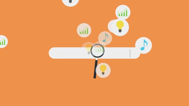 search engine bar emit result icon represent idea, report and music